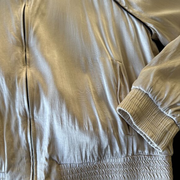 ZARA Satin Bomber Jacket Cream Beige | Zip-Up | Women’s Size M - Picture 4 of 8